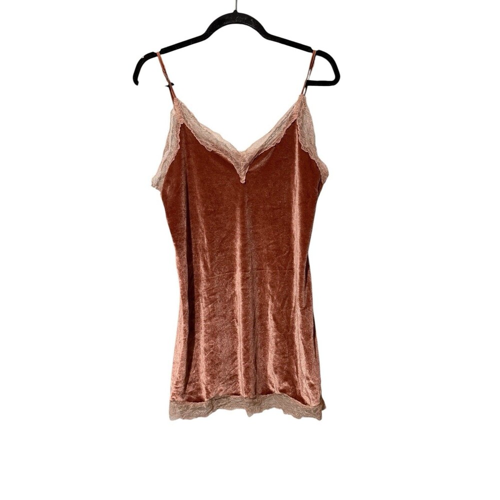 Rongtai Velvet Lace Cami Tank Top Copper Adjustable Strap XL